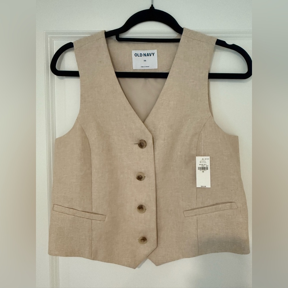 NWT Old Navy Tan Linen Vest